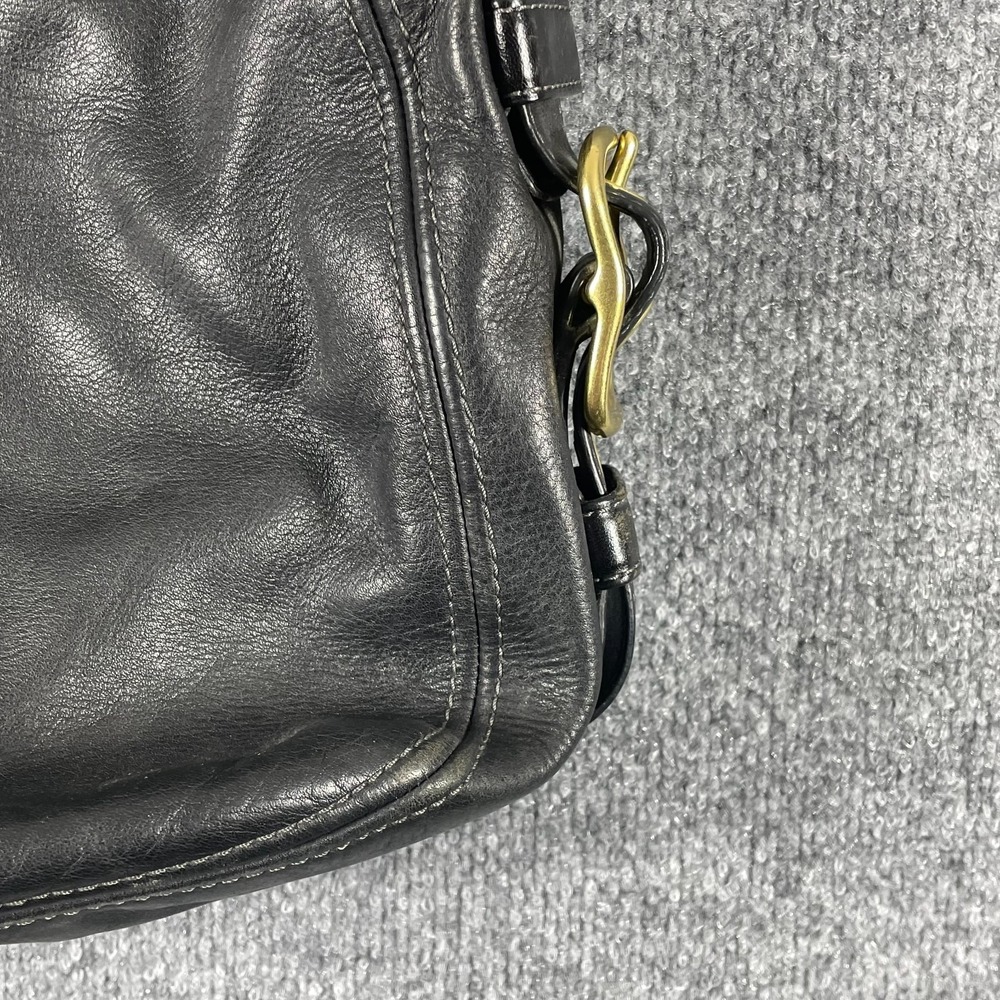 VTG Coach Purse Hobo Black Zoe Leather Cross Body Bag Brass Heavy Charm Tag Y2K - Picture 2 of 16
